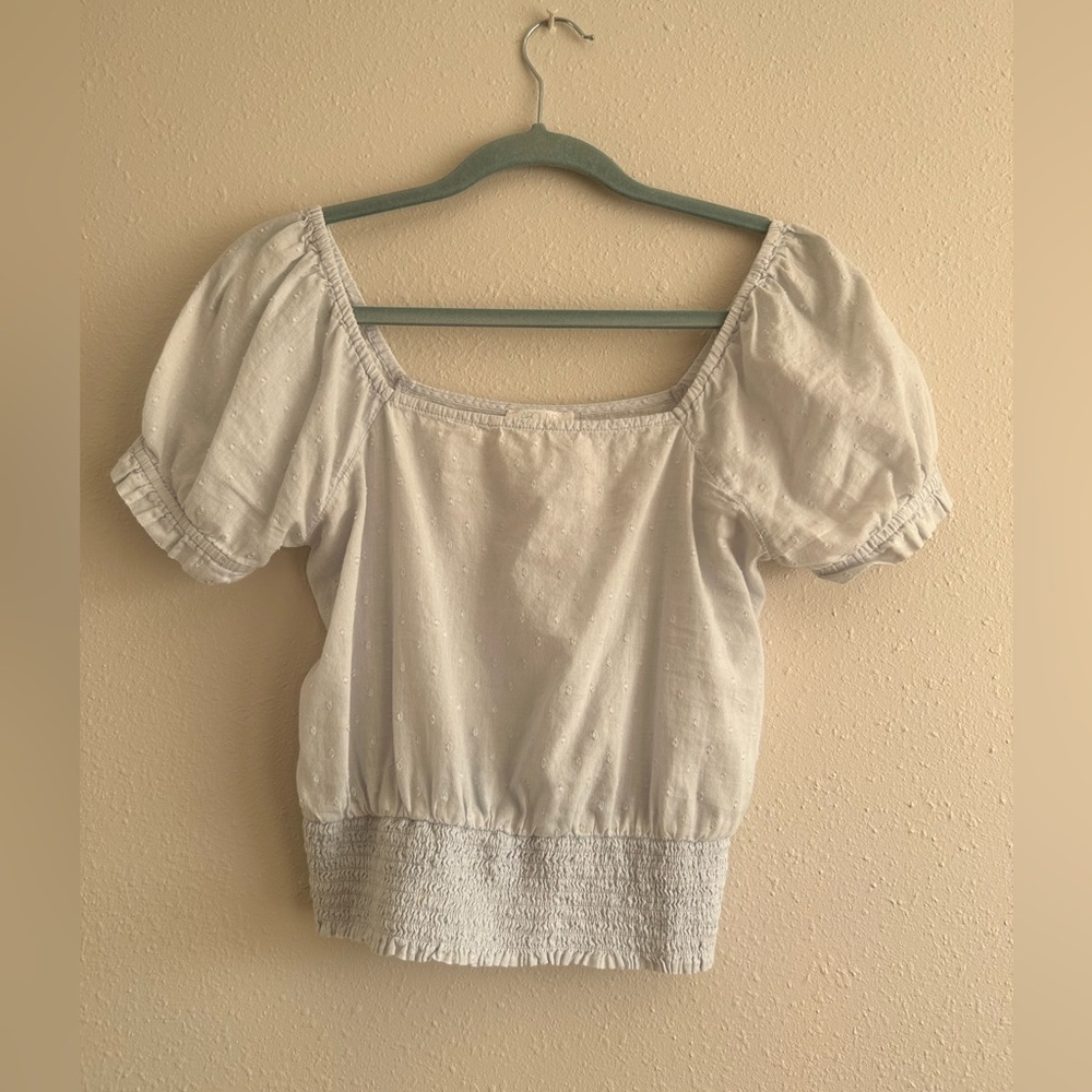 Light blue puff sleeve shirred top - Abound